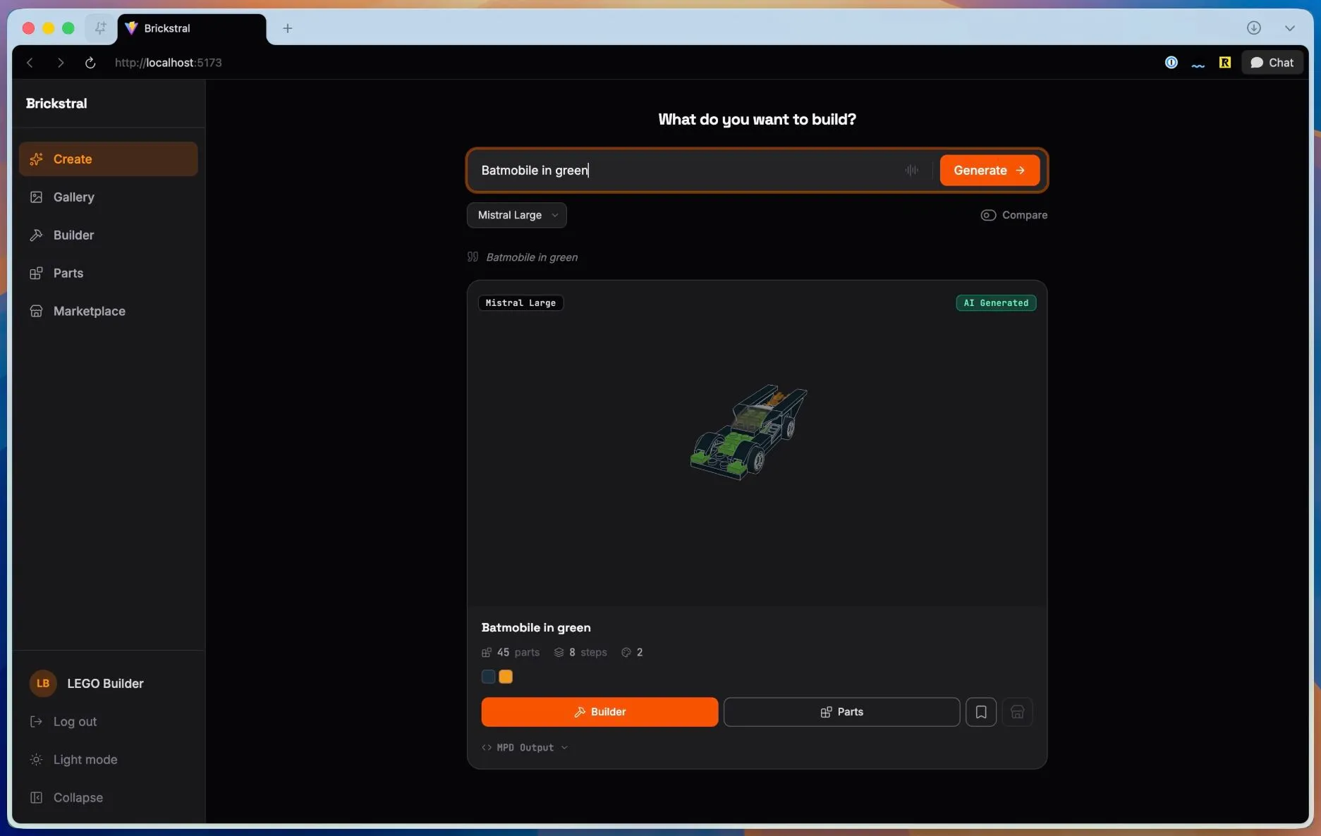 Brickstral — an AI-powered LEGO builder