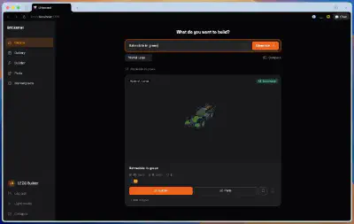 Brickstral — an AI-powered LEGO builder that generates 3D models from text prompts using Mistral Large.