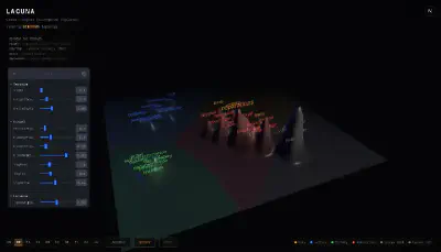 LACUNA — a cross-lingual divergence explorer visualizing semantic topology across languages in 3D.