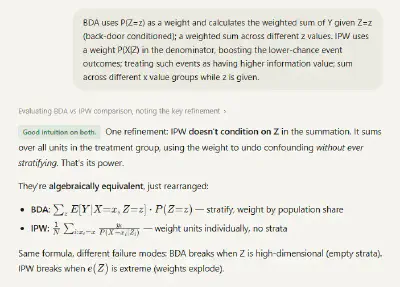 Chat module showing the IPW vs BDA exchange