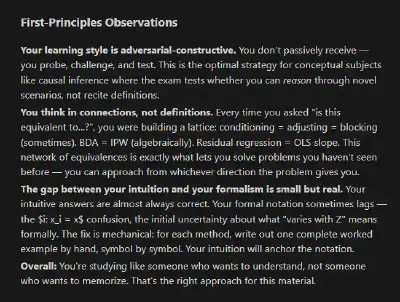 Claude&rsquo;s first-principles assessment of my learning style